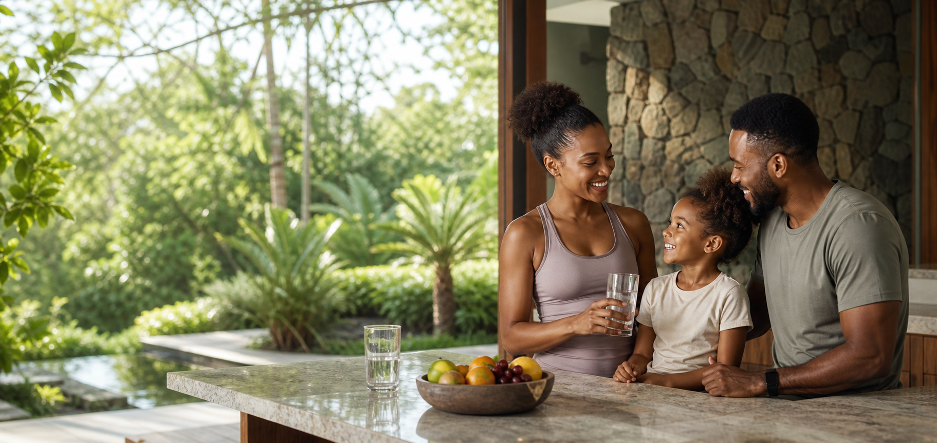 A family enjoying fresh fruit and healthy time together
